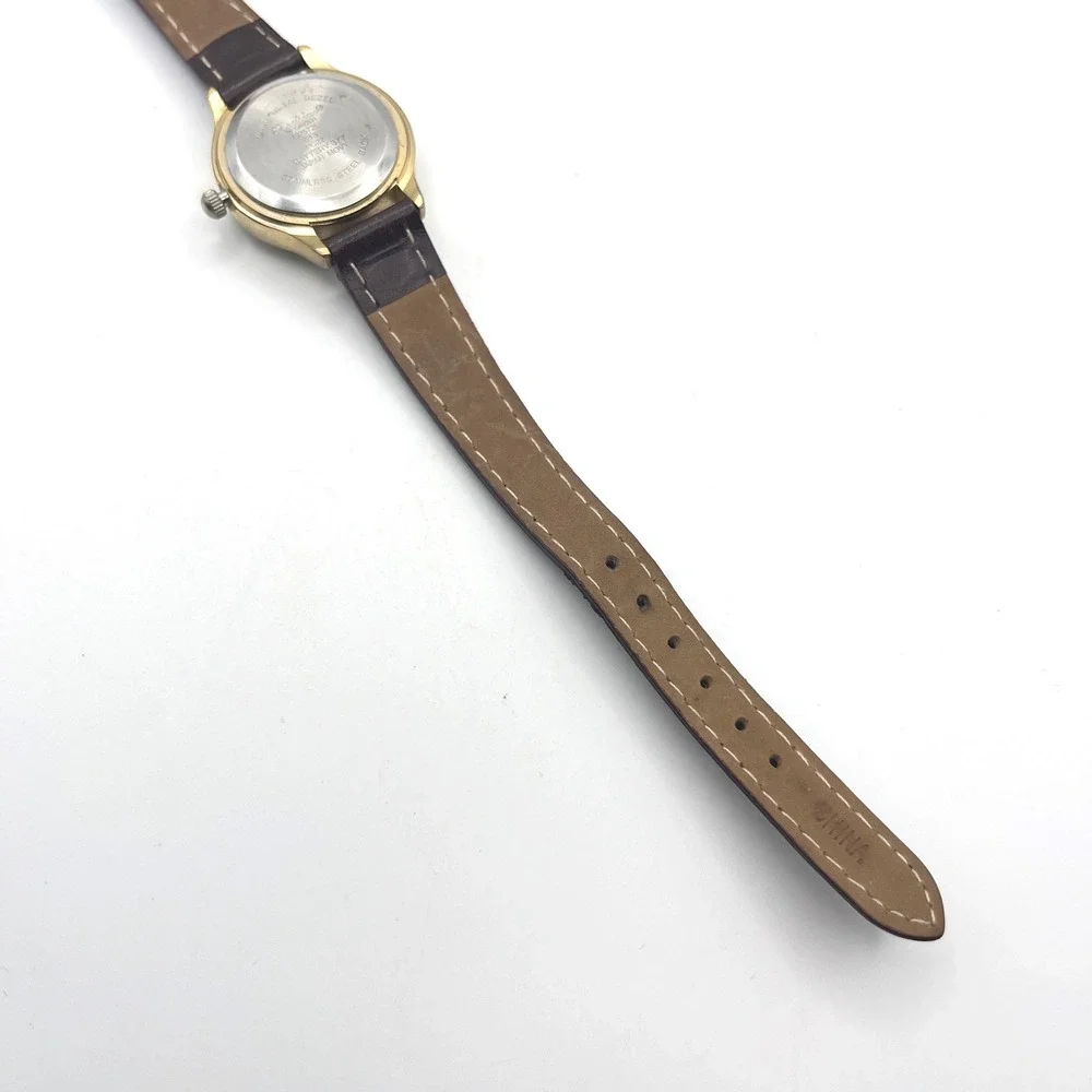 Precision by Gruen GP572L Womens Quartz Watch Gold Tone Brown Strap Date Window